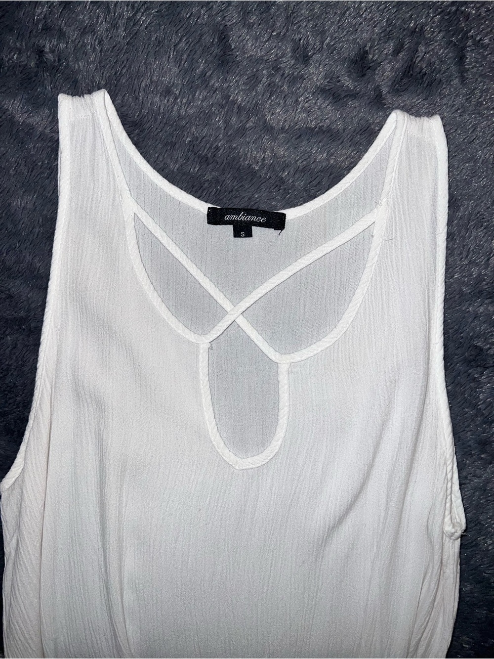 Ambiance White Crisscross Detail Tank